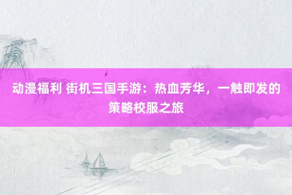 动漫福利 街机三国手游：热血芳华，一触即发的策略校服之旅