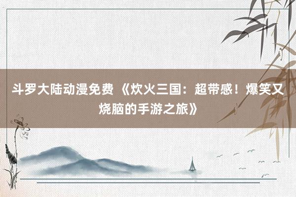 斗罗大陆动漫免费 《炊火三国：超带感！爆笑又烧脑的手游之旅》