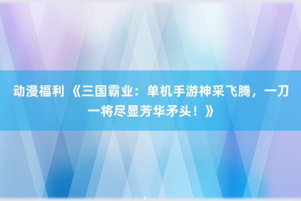 动漫福利 《三国霸业：单机手游神采飞腾，一刀一将尽显芳华矛头！》