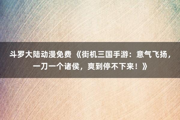 斗罗大陆动漫免费 《街机三国手游：意气飞扬，一刀一个诸侯，爽到停不下来！》