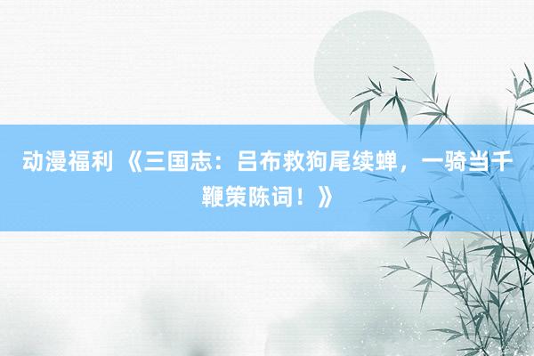 动漫福利 《三国志：吕布救狗尾续蝉，一骑当千鞭策陈词！》
