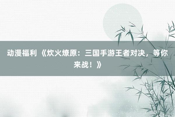 动漫福利 《炊火燎原：三国手游王者对决，等你来战！》
